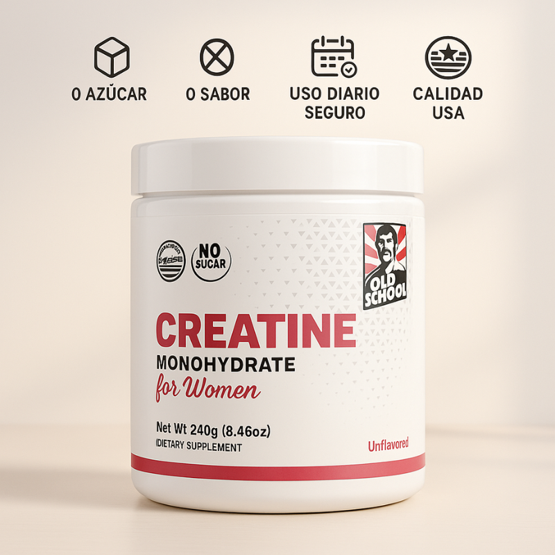 Pro Old School Creatina Monohidratada 100% Pura™: Fórmula diseñada para mujeres, Más Energía, Rendimiento y Tonificación