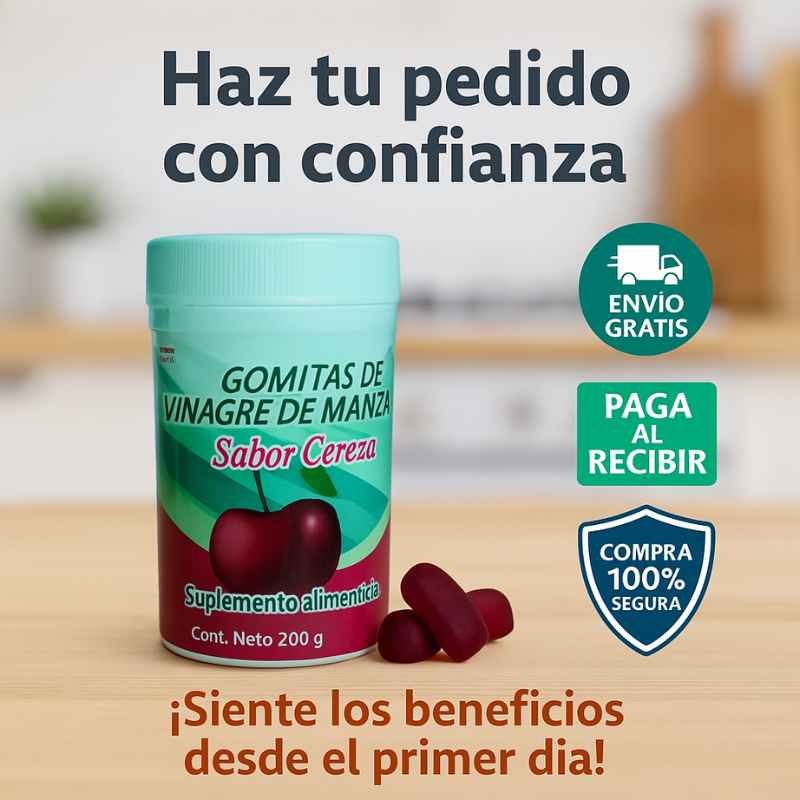 Gomitas de Vinagre de Manzana, Inulina y L-Carnitina: Quema grasa, reduce antojos, mejora tu digestión 40 gomitas