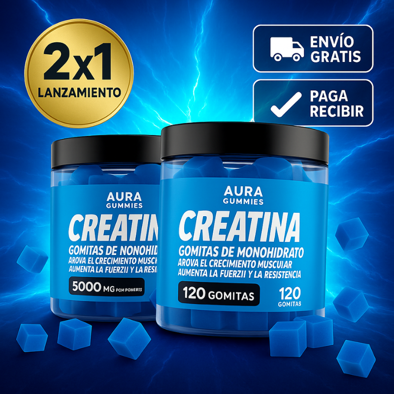 Aura Gummies Creatina™ 2X1: Energía y Vitalidad en Formato de Gomitas 120 Pzs