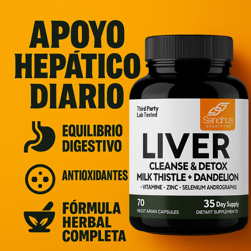 Liver Cleanse & Detox™: Fórmula herbal premium con cardo mariano, diente de león y antioxidantes