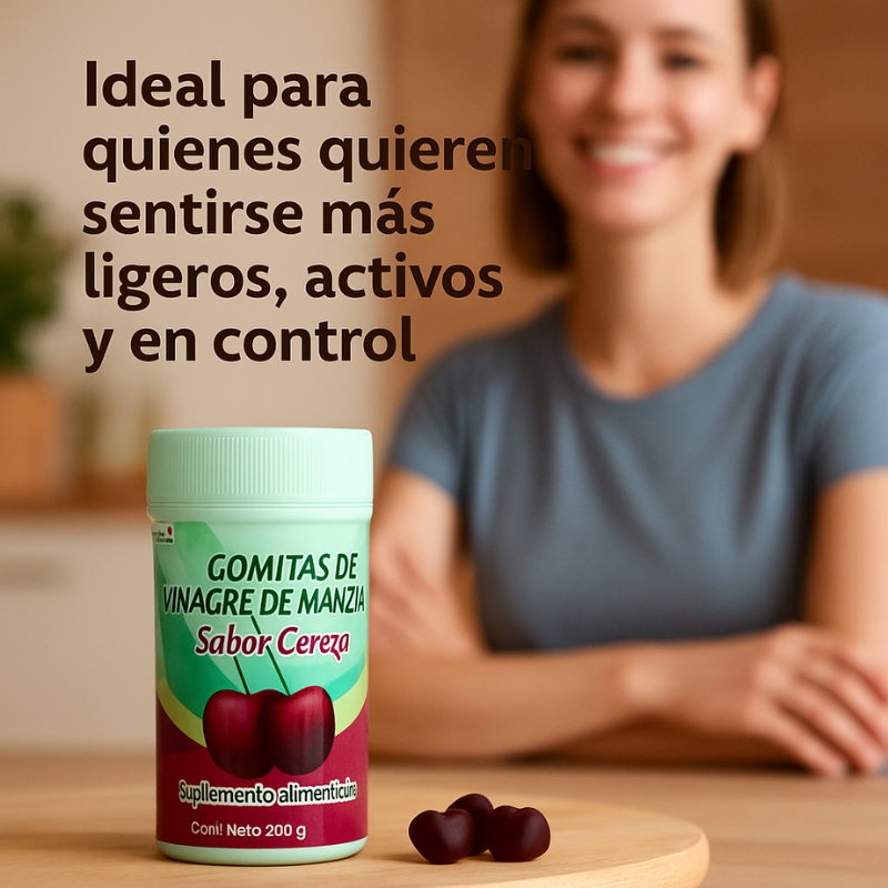 Gomitas de Vinagre de Manzana, Inulina y L-Carnitina: Quema grasa, reduce antojos, mejora tu digestión 40 gomitas