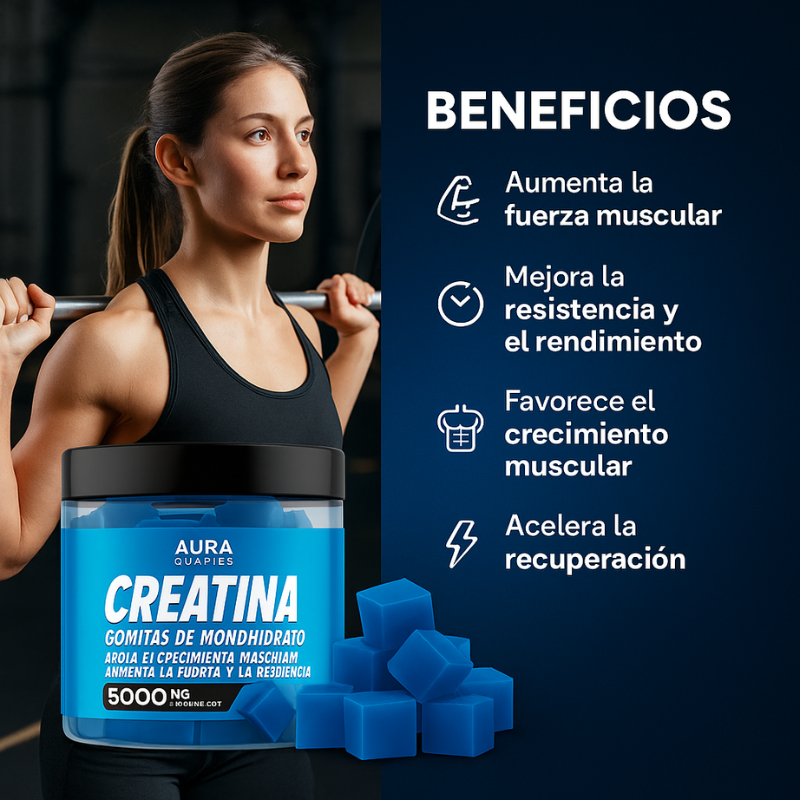 Aura Gummies Creatina™ 2X1: Energía y Vitalidad en Formato de Gomitas 120 Pzs