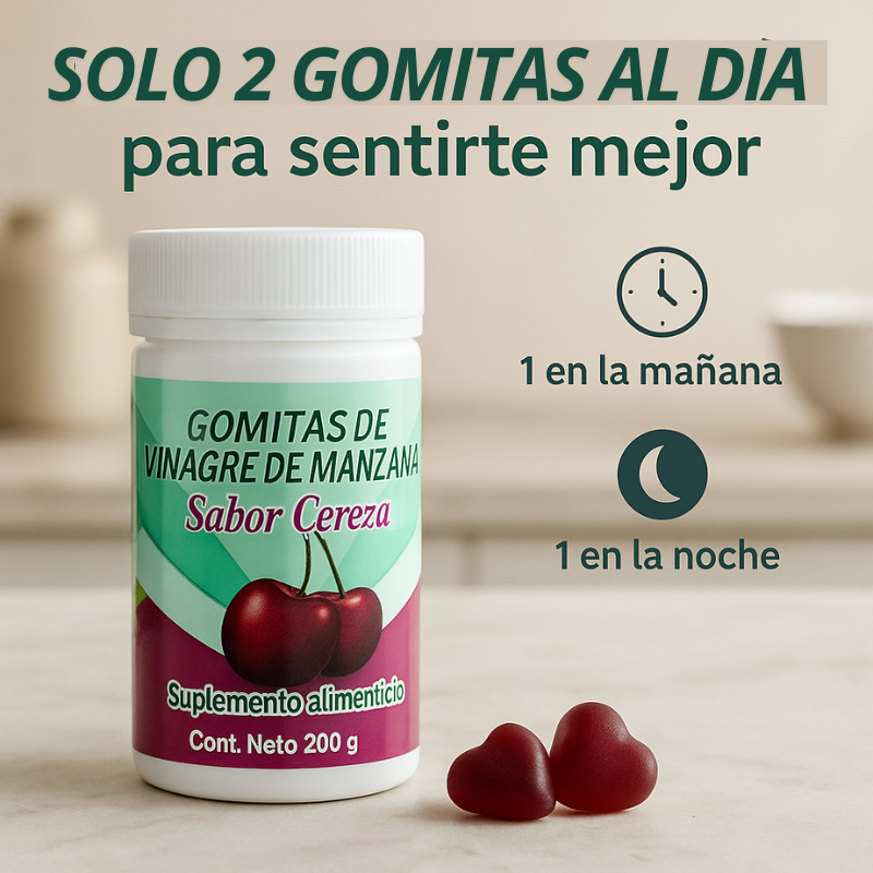 Gomitas de Vinagre de Manzana, Inulina y L-Carnitina: Quema grasa, reduce antojos, mejora tu digestión 40 gomitas