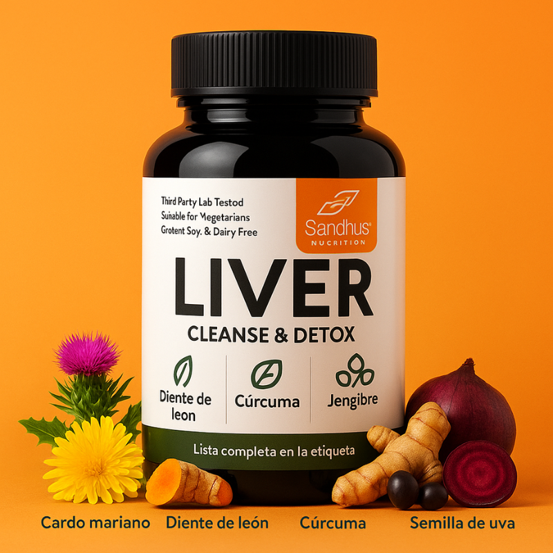 Liver Cleanse & Detox™: Fórmula herbal premium con cardo mariano, diente de león y antioxidantes