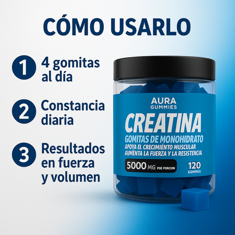 Aura Gummies Creatina™ 2X1: Energía y Vitalidad en Formato de Gomitas 120 Pzs