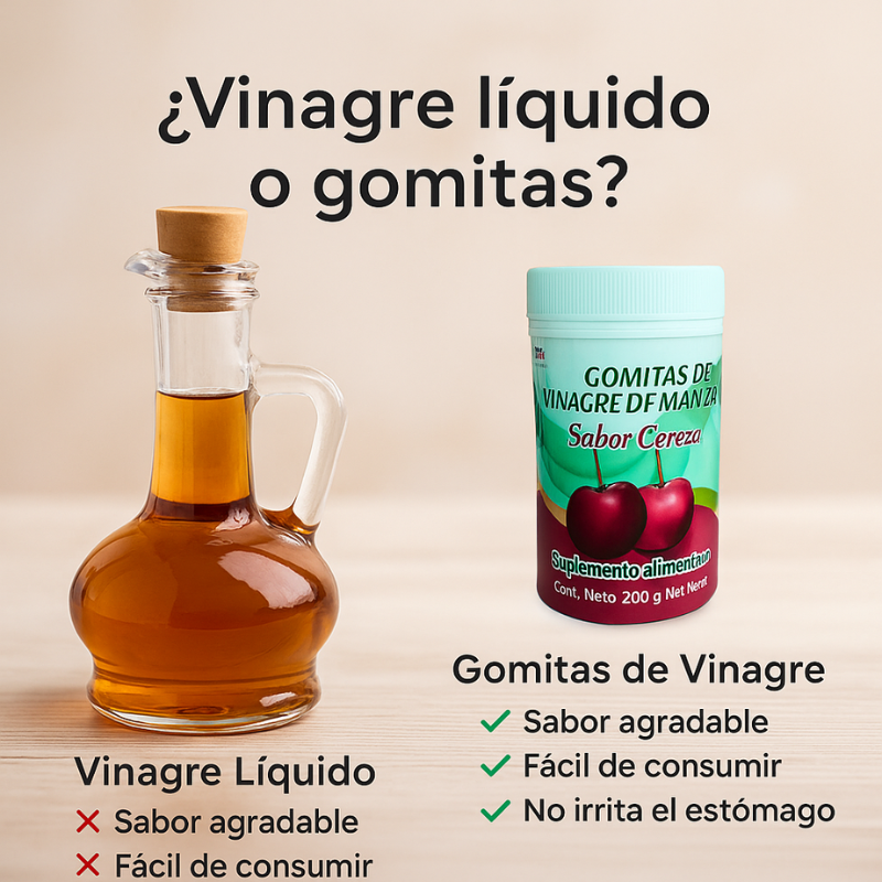 Gomitas de Vinagre de Manzana, Inulina y L-Carnitina: Quema grasa, reduce antojos, mejora tu digestión 40 gomitas