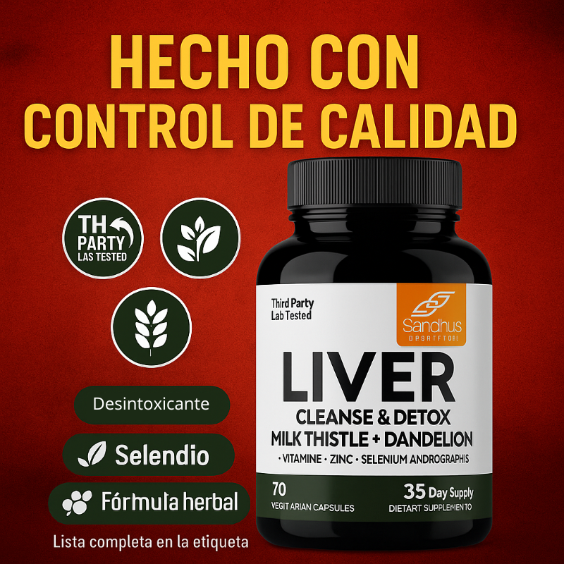 Liver Cleanse & Detox™: Fórmula herbal premium con cardo mariano, diente de león y antioxidantes