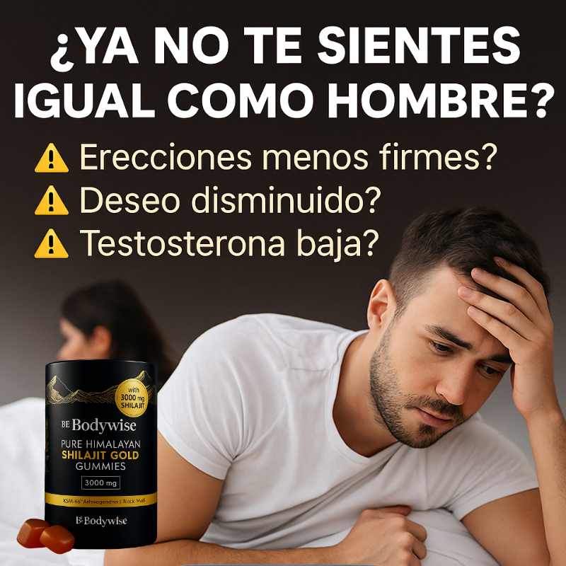 Be Bodywise™: Gomitas de Shilajit 3000 mg +KSM-66® Ashwagandha+ Black Musli, 60Pcs sin Azucar