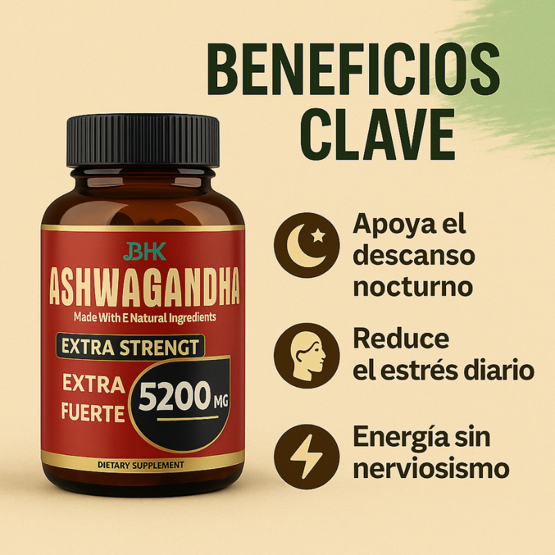 Ashwagandha Extra Fuerte™: 5200 mg, Manejo del Estrés y Sueño, 90 Cápsulas