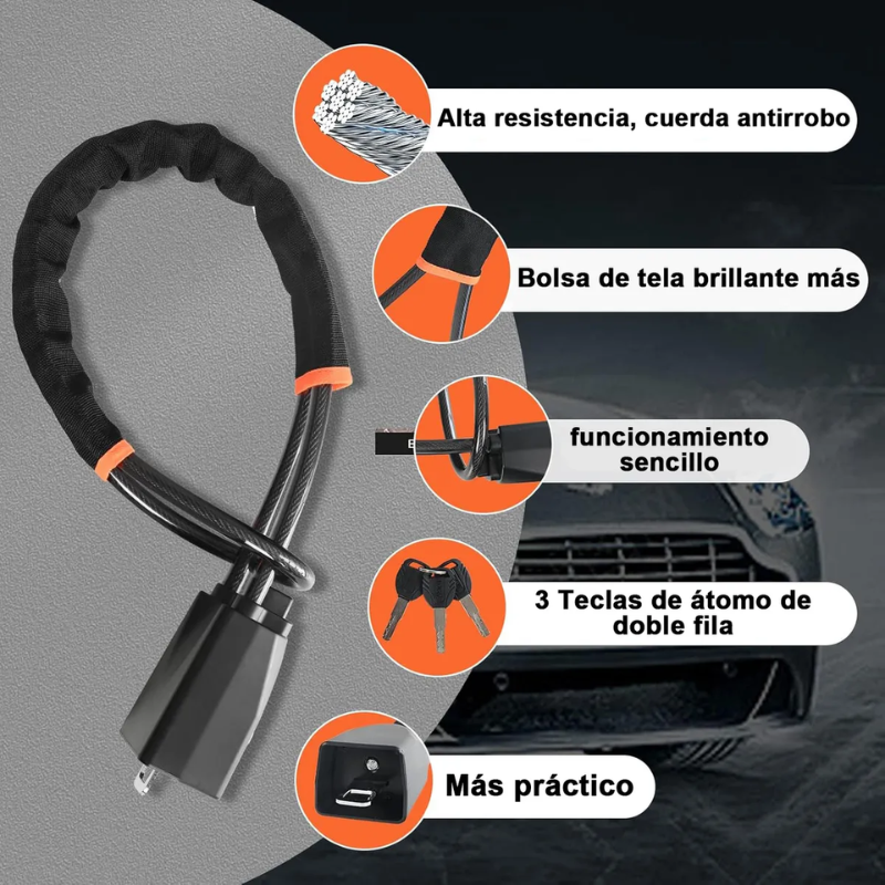 DriveLock™: Bloqueo de Volante de Hierro con Cierre Universal y 3 llaves
