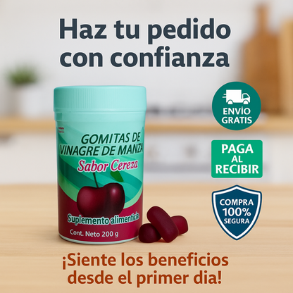 Gomitas de Vinagre de Manzana, Inulina y L-Carnitina: Quema grasa, reduce antojos, mejora tu digestión 40 gomitas