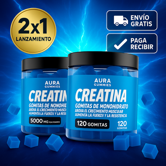 Aura Gummies Creatina™ 2X1: Energía y Vitalidad en Formato de Gomitas 120 Pzs