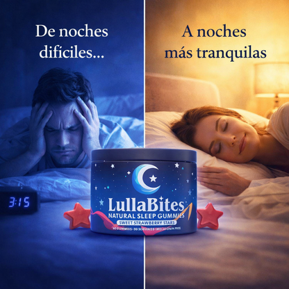 LullaBites: Gomitas Naturales para Dormir Sin Melatonina 60 Gummies Sabor Fresa