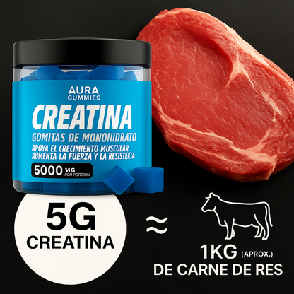 Aura Gummies Creatina™ 2X1: Energía y Vitalidad en Formato de Gomitas 120 Pzs