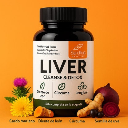 Liver Cleanse & Detox™: Fórmula herbal premium con cardo mariano, diente de león y antioxidantes
