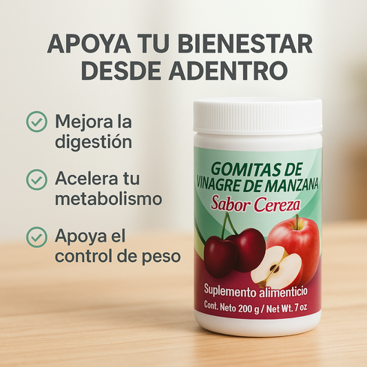 Gomitas de Vinagre de Manzana, Inulina y L-Carnitina: Quema grasa, reduce antojos, mejora tu digestión 40 gomitas
