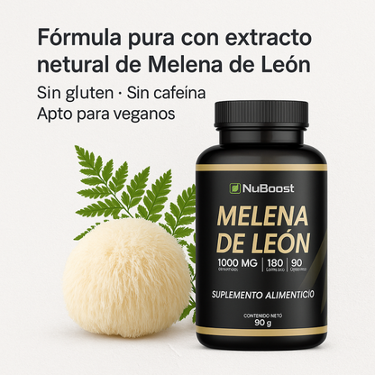 NuBoost™: Melena de León 1000 mg, Enfoque, Claridad Mental y Memoria Potenciada