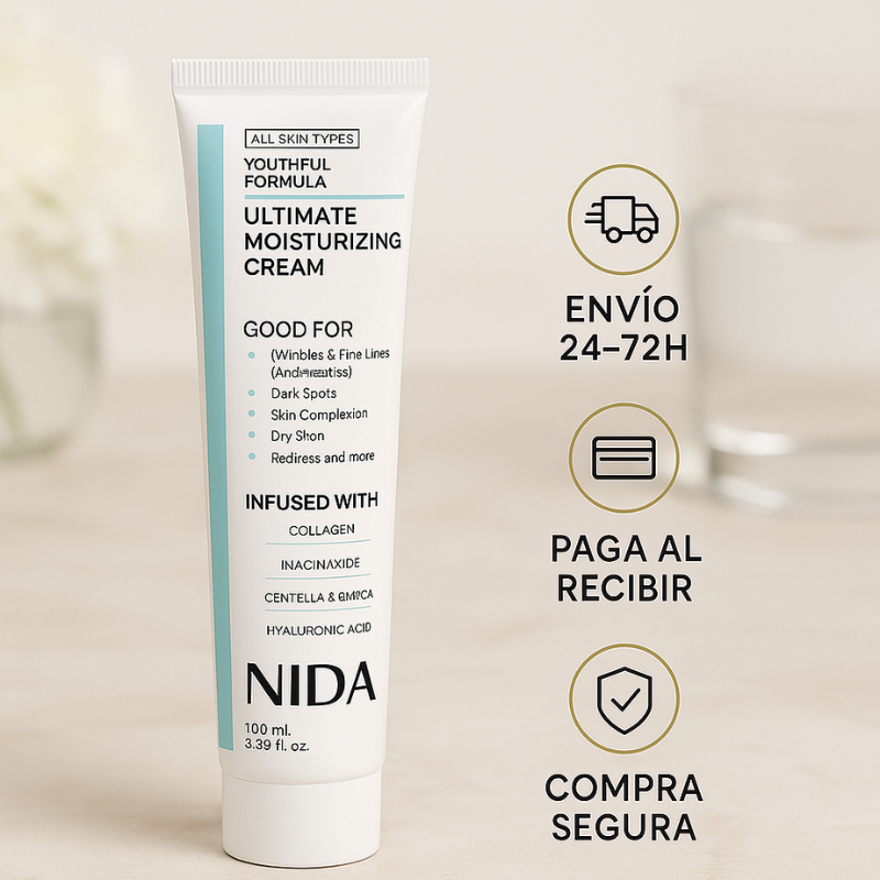 NIDA™: Crema Hidratante Avanzada con Colágeno, Niacinamida, Centella Asiática y Ácido Hialurónico