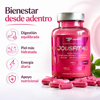 JOUSFIT 4U™ – Cápsulas Para Desinflamar, Energía y Piel Radiante