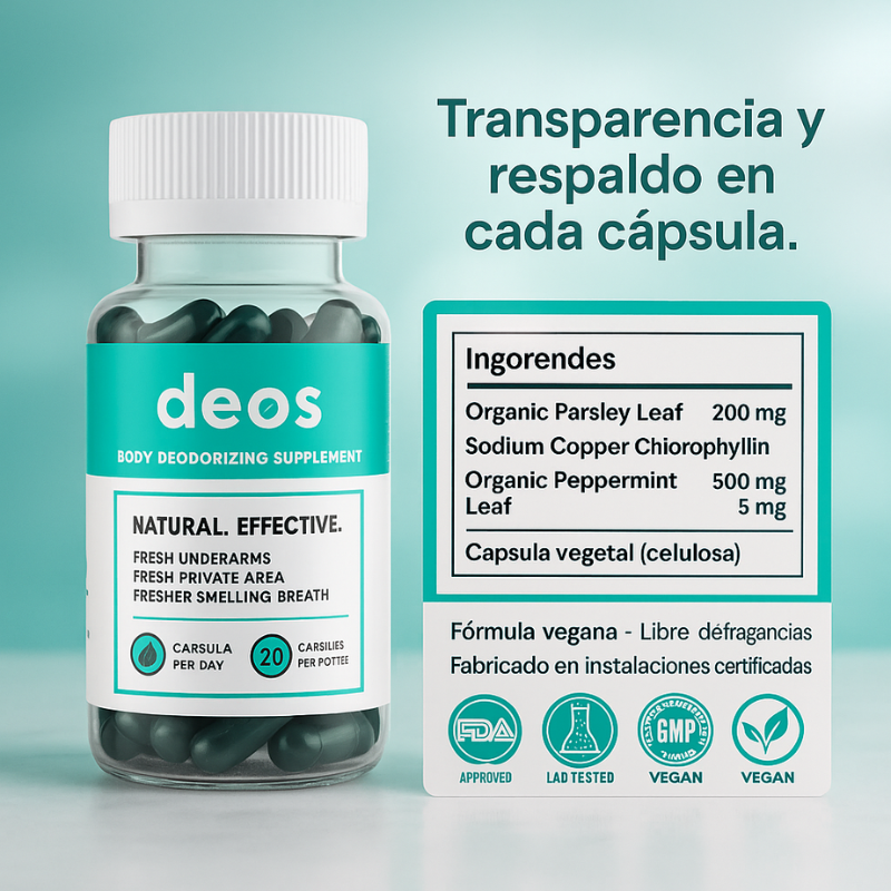 Deos™: Suplemento Desodorante Corporal de Acción Interna