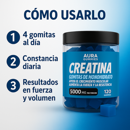 Aura Gummies Creatina™ 2X1: Energía y Vitalidad en Formato de Gomitas 120 Pzs