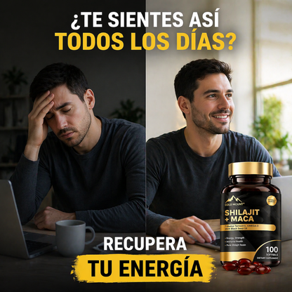 Shilajit + Maca Cold Mount™: Suplemento premium formulado con extracto de raíz de maca y Shilajit