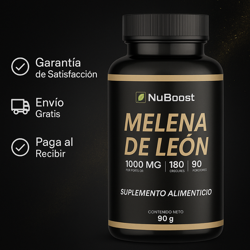 NuBoost™: Melena de León 1000 mg, Enfoque, Claridad Mental y Memoria Potenciada