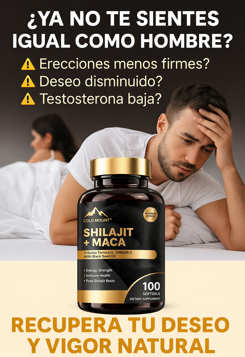 Shilajit + Maca Cold Mount™: Suplemento premium formulado con extracto de raíz de maca y Shilajit