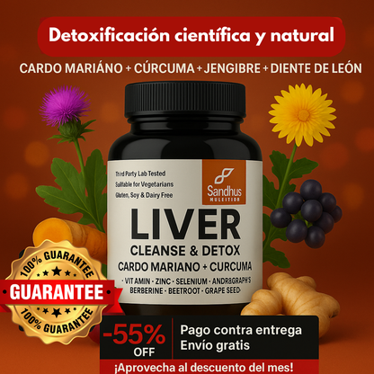 Liver Cleanse & Detox™: Fórmula herbal premium con cardo mariano, diente de león y antioxidantes