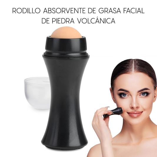 Rodillo Absorbente De Grasa Facial de Piedra Volcánica